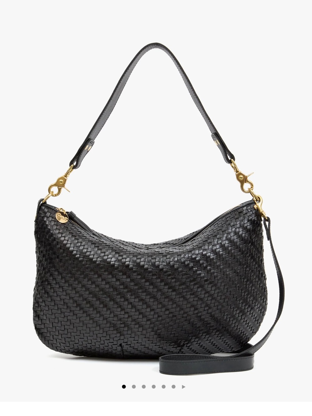 Clare V Black Woven Leather Shoulder Bag